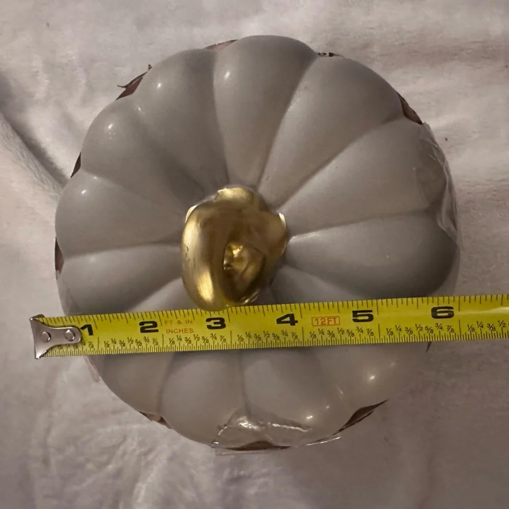 Target Gray Pumpkin Ceramic Canister Container Gold Stems With Lid